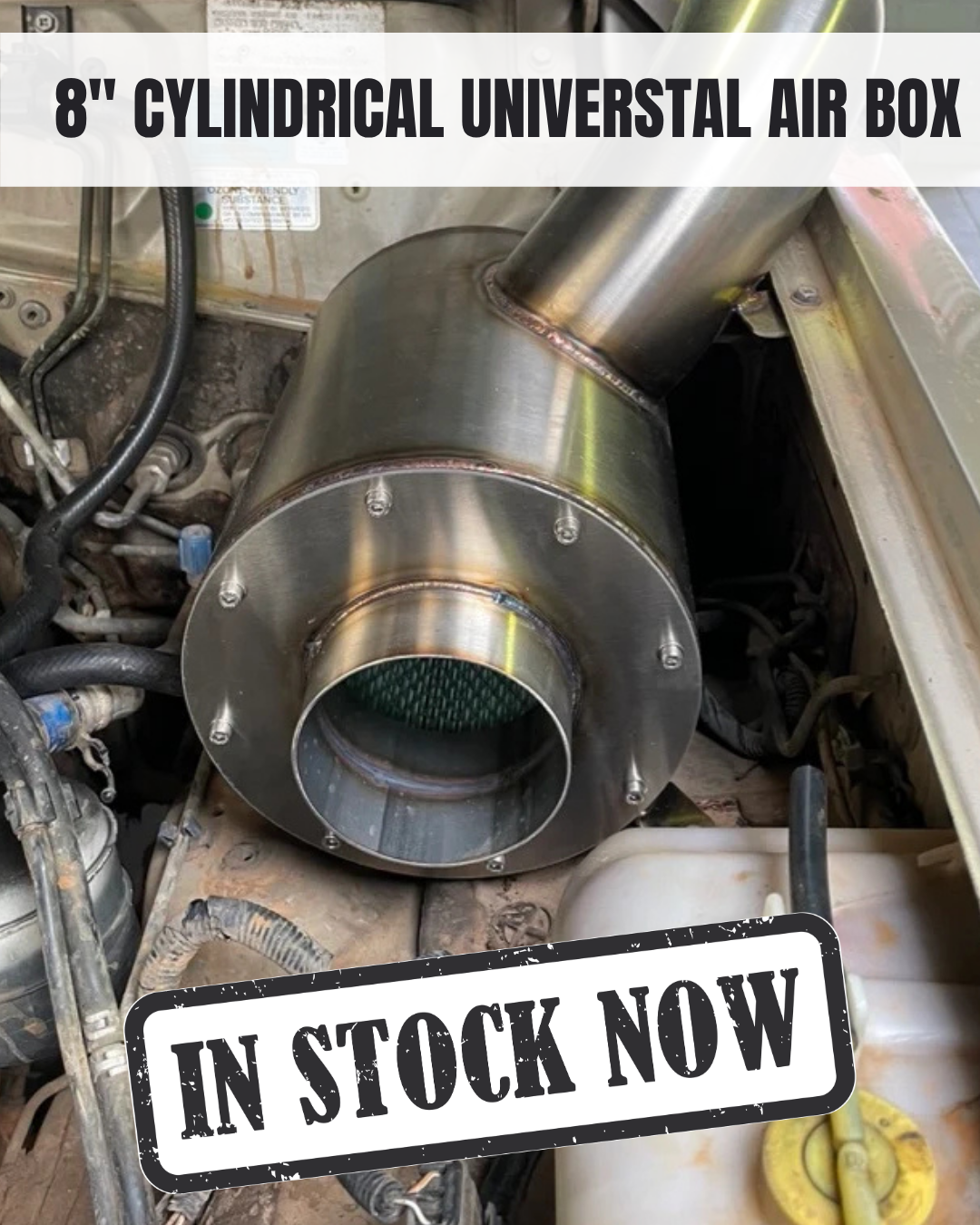 IN STOCK - 8" CYLINDRICAL UNIVERSAL AIR BOX SATIN BLACK