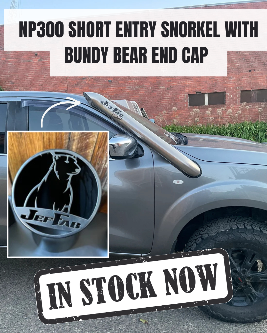 IN STOCK - NP300 NAVARA 4" SHORT ENTRY SNORKEL - LOW-CUT - BUNDY BEAR END CAP - NON-SEAMLESS MATTE BLACK