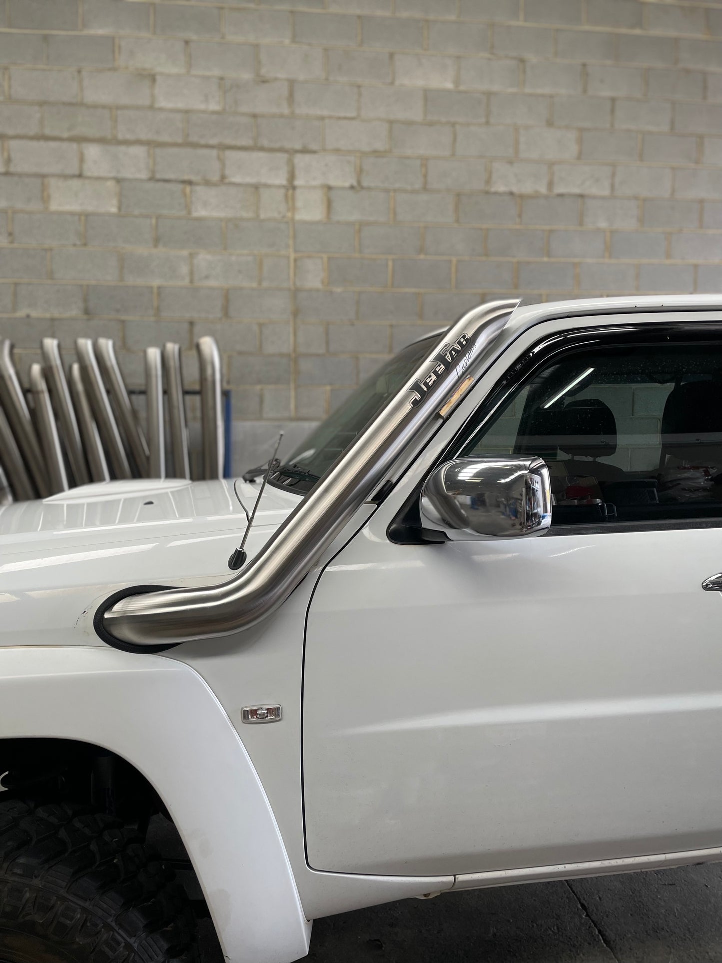Nissan GU Patrol 4" Passenger Side Mid Entry Stainless Snorkel to suit series 4