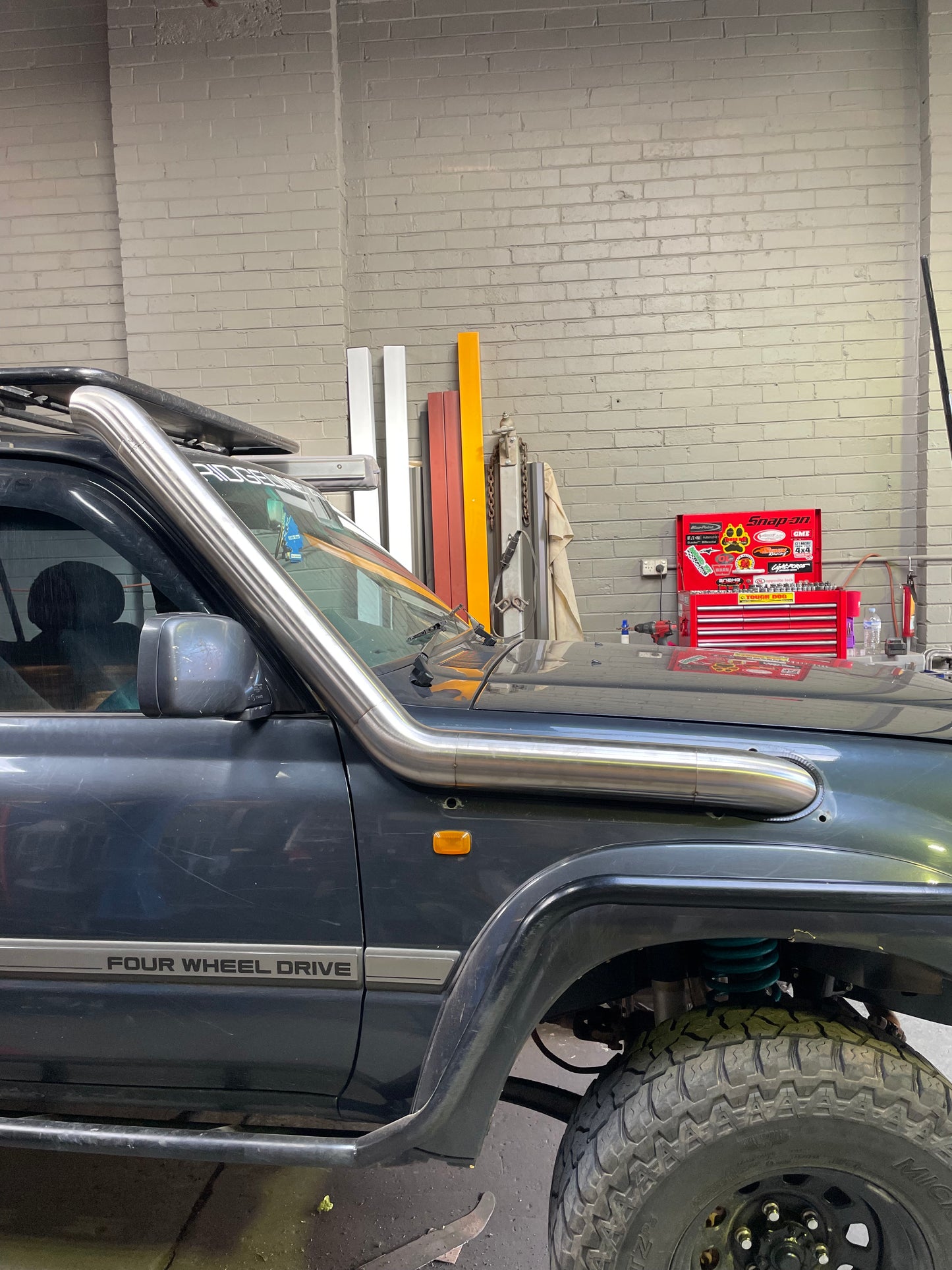 80 Series Toyota Landcruiser Over-Roof 4" Long-Entry Stainless Snorkel