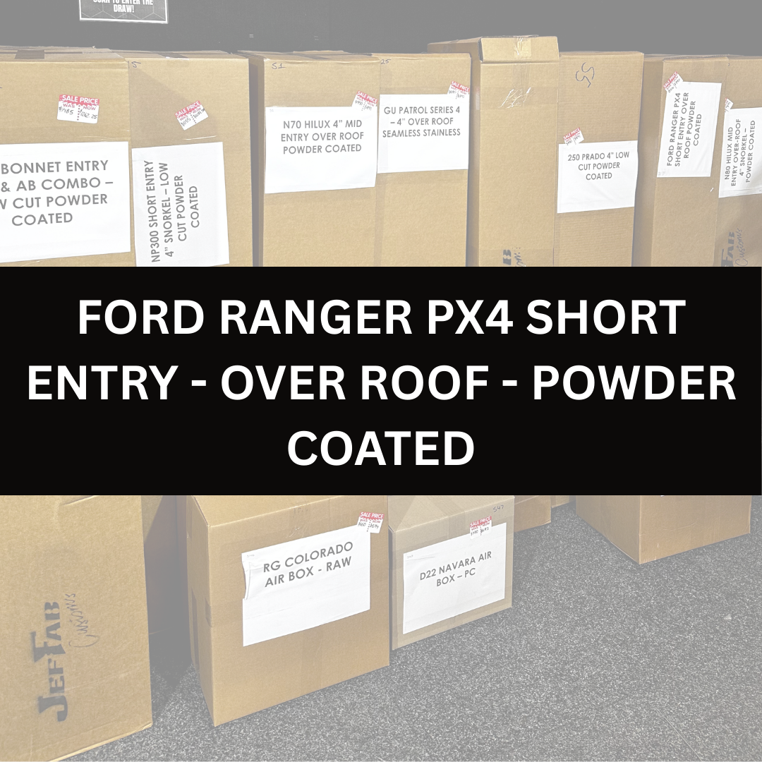 IN STOCK - FORD RANGER PX4 - SHORT ENTRY 4" SNORKEL - OVER ROOF - SEAMLESS POWDER COATED - SATIN BLACK