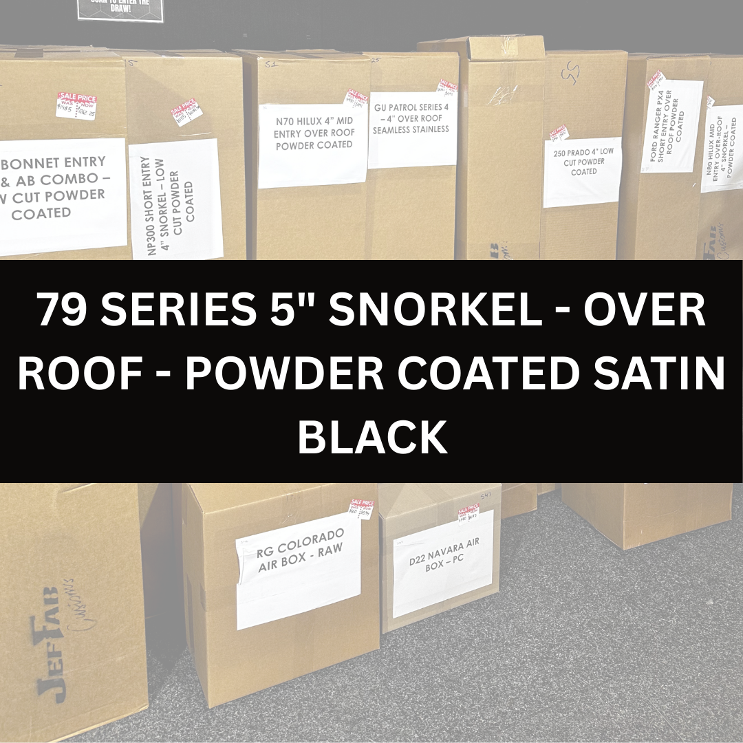 IN STOCK - 79 SERIES TOYOTA LANDCRUISER - 5" SNORKEL - OVER ROOF - SEAMLESS POWDER COAT SATIN BLACK