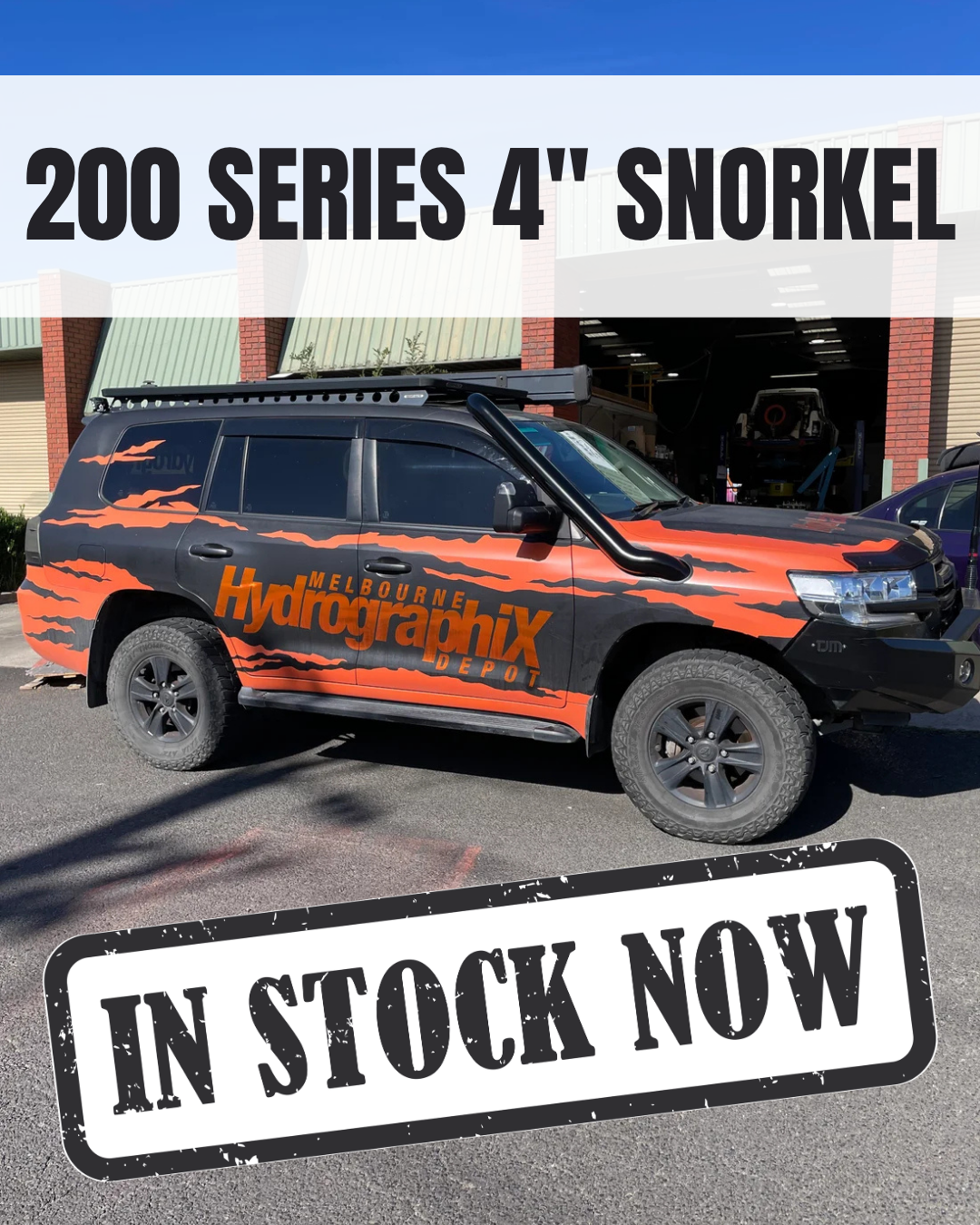IN STOCK - 200 SERIES TOYOTA LANDCRUISER - 4" MID ENTRY SNORKEL - OVER ROOF - SEAMLESS POWDER COAT SATIN BLACK