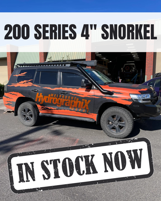 IN STOCK - 200 SERIES TOYOTA LANDCRUISER - 4" MID ENTRY SNORKEL - OVER ROOF - SEAMLESS POWDER COAT SATIN BLACK