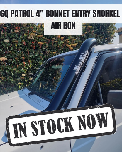 IN STOCK - GQ PATROL 4" BONNET ENTRY SNORKEL & AIR BOX  - LOW-CUT - SEAMLESS STAINLESS