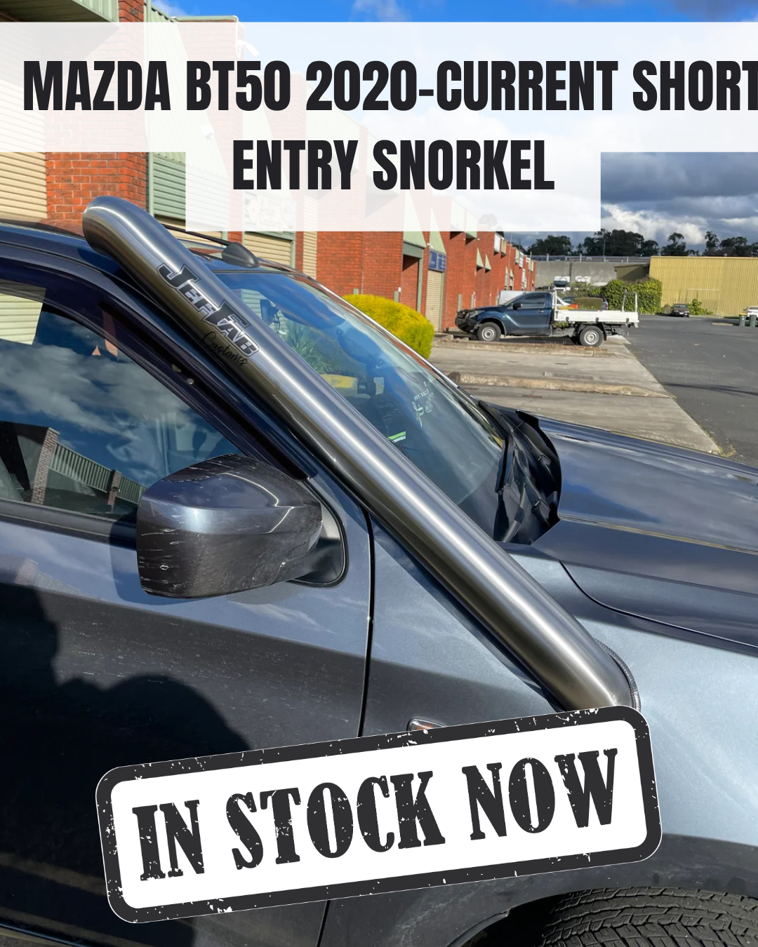 IN STOCK - MAZDA BT50 2020-CURRENT SHORT ENTRY SNORKEL - OVER-ROOF - SEAMLESS SATIN BLACK