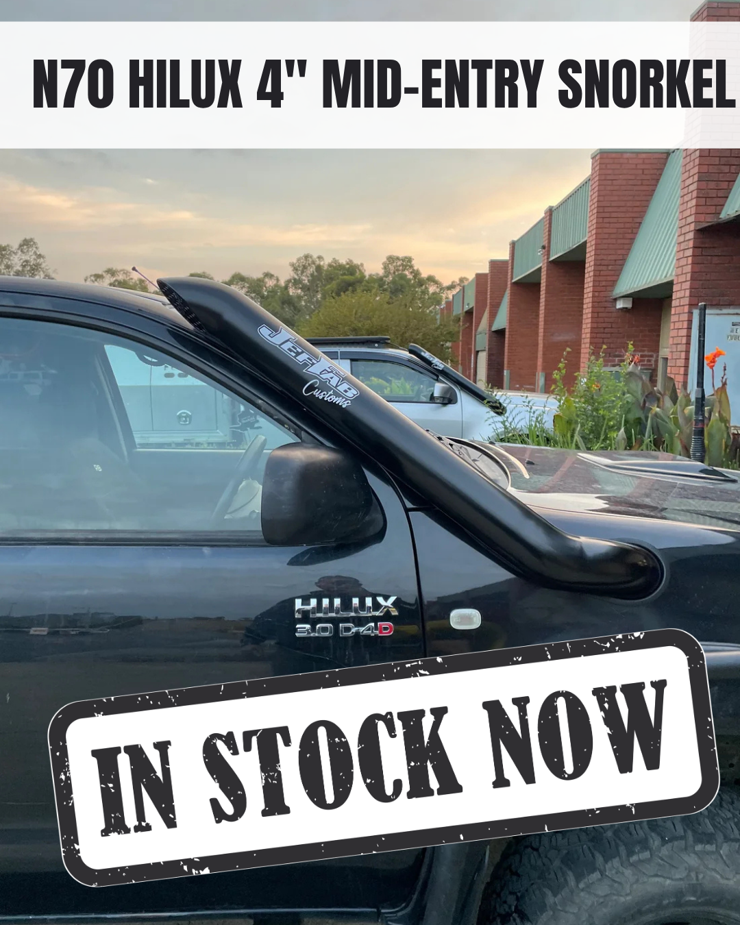 IN STOCK - N70 HILUX 4" MID-ENTRY SNORKEL - LOW-CUT - SEAMLESS STAINLESS