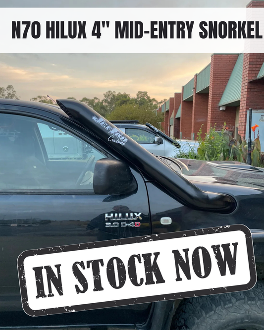 IN STOCK - N70 HILUX 4" MID-ENTRY SNORKEL - LOW-CUT - SEAMLESS SATIN BLACK