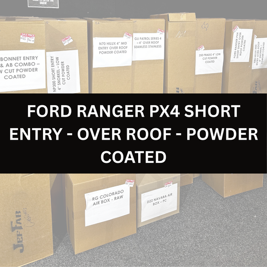 IN STOCK - FORD RANGER PX4 - SHORT ENTRY 4" SNORKEL - OVER ROOF - SEAMLESS POWDER COATED - SATIN BLACK
